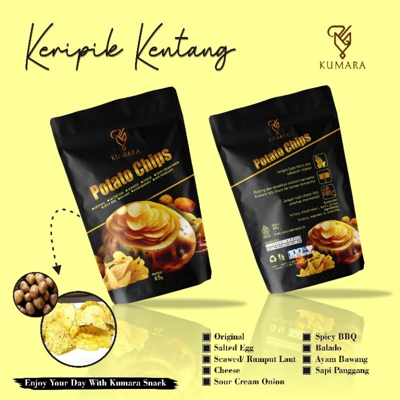 keripik kentang potato chips kumara snack  salted egg , sour cream onion , rumput laut .