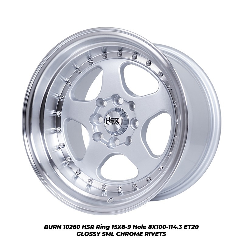 Velg Celong Type Hsr Burn R15 Lebar8+ 9 Baut 4x100-114,3 Pelek Ring 15