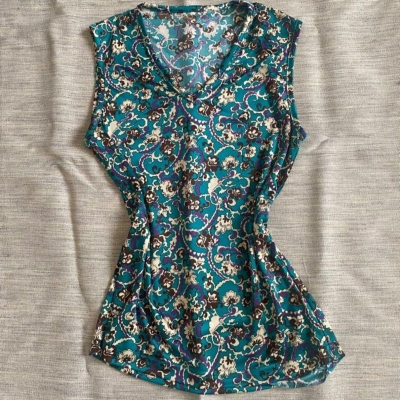 Tanktop Satin Silk Vintage Teal Purple