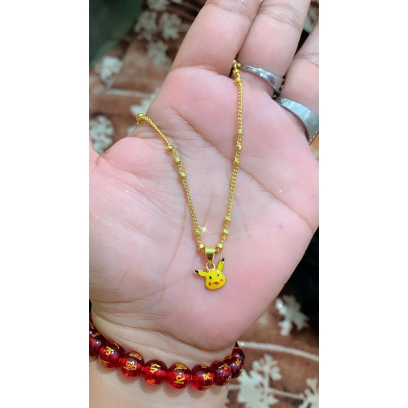 kalung liontin Pikachu anak perhiasan lapis emas murah
