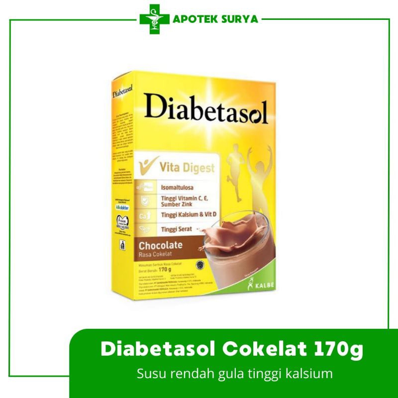 

Diabetasol Chocolate 170g Susu Nutrisi Diabetes | Apotek Surya Semarang