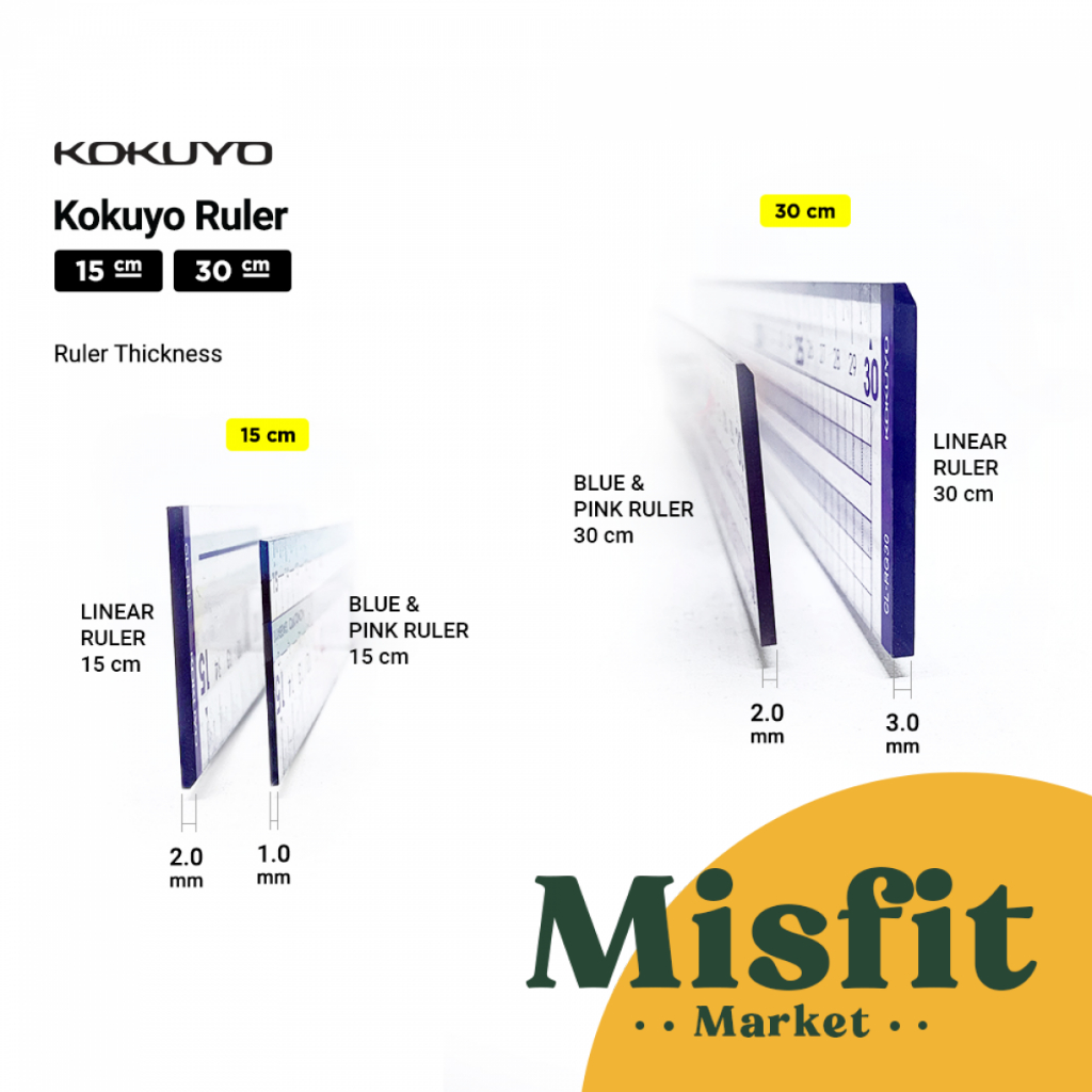 

RB KOKUYO Linear Straight Ruler R-PET Penggaris Lurus 15 30 cm