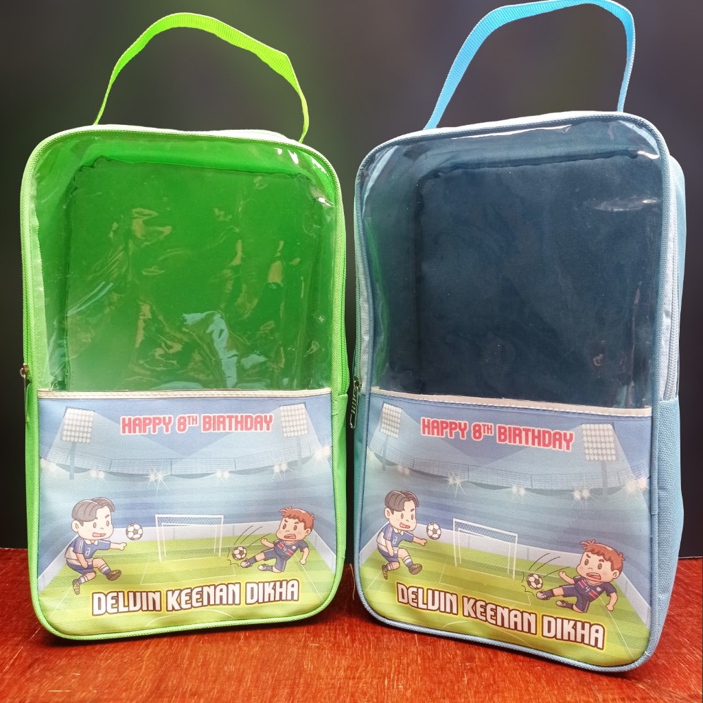 AA Tas Ultah Anak Custom Nama dan Foto Tas Ulang Tahun Model Tas ZOO Fotball Bahan Poliester Mika