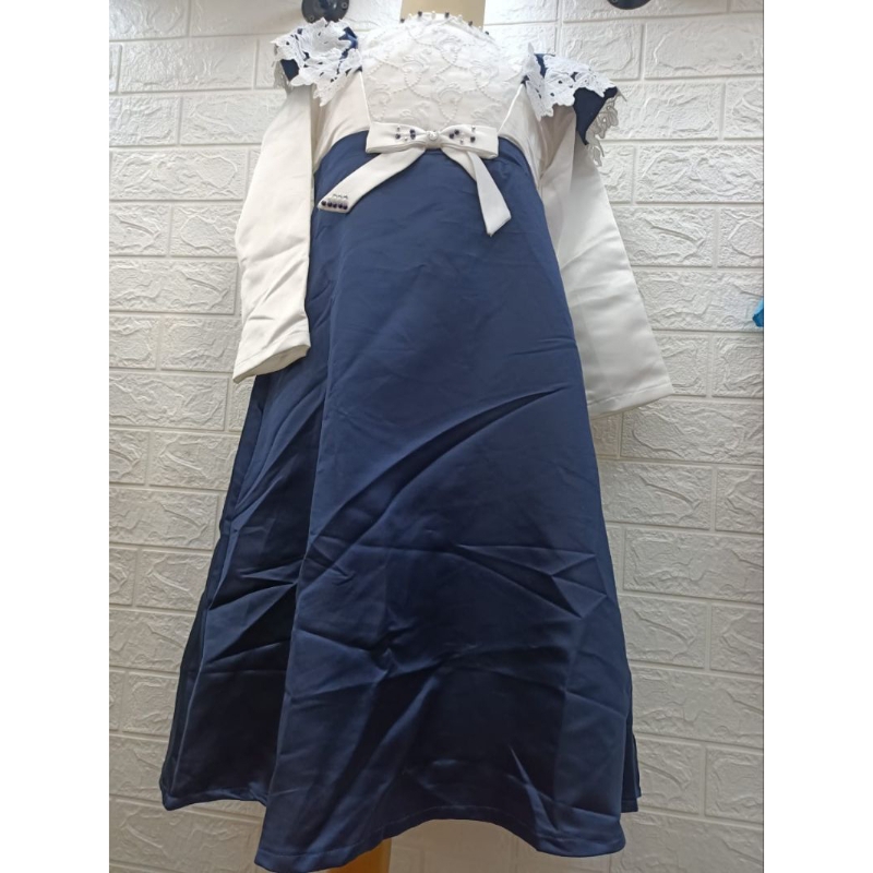 Gamis Brokat Anak Perempuan/ Gamis Sultan Anak Perempuan/Baju Gamis Anak Biru Navy/ Gamis Anak Satin