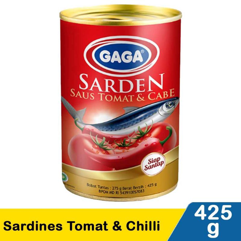 

Sarden Gaga Sardines Tomat & Chilli 425gram