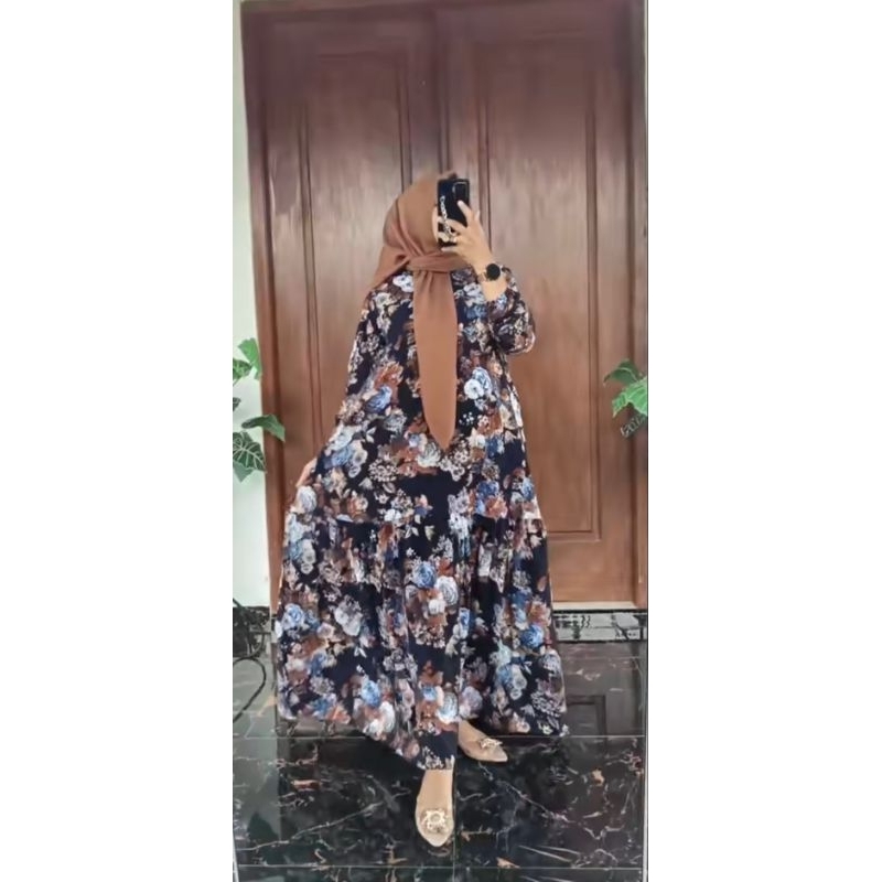 Gamis Rayon Viscose Premium Motif Bunga
