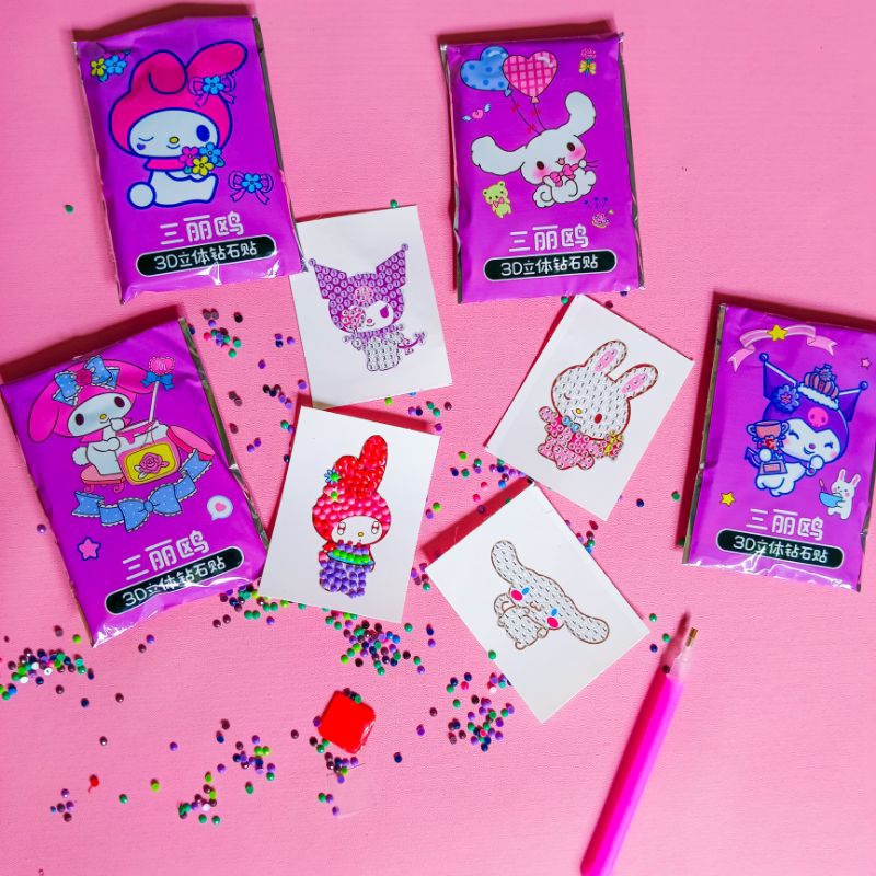 Mainan Viral DIY Sticker Diamond Painting Mini Momo - Sanrio / Sticker Monte Manik Manik