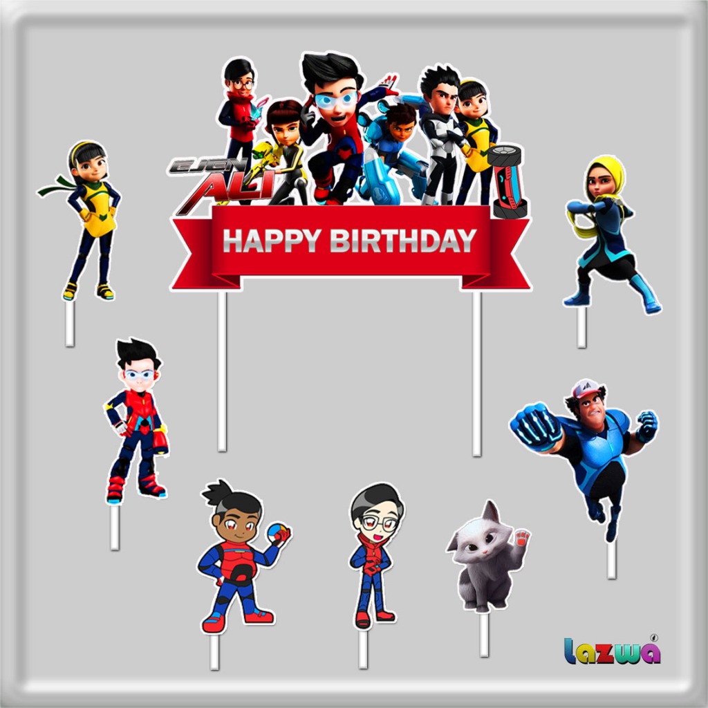 Topper cake ejen ali hiasan kue ulang tahun