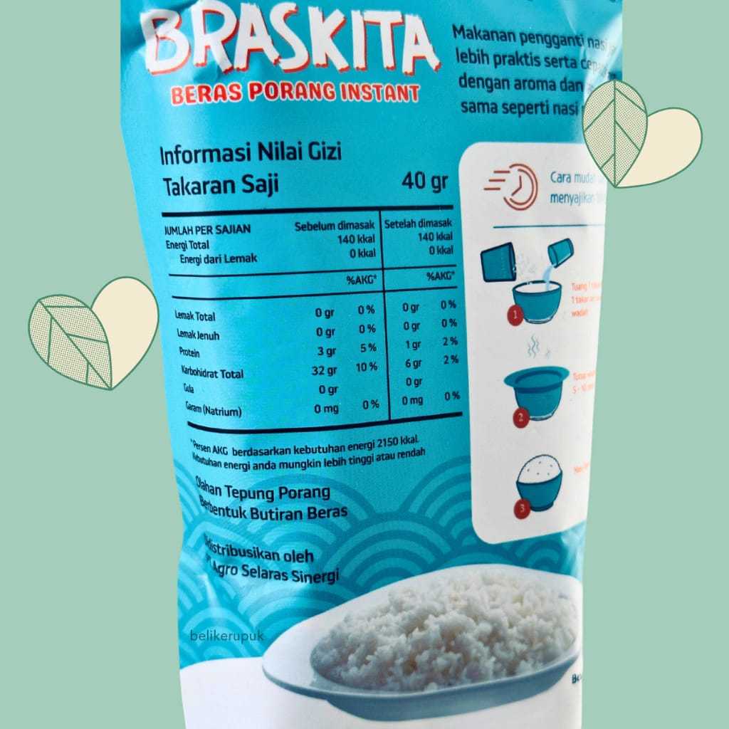 beras porang Beraskita kemasan1Kg ||beras porang 1Kg