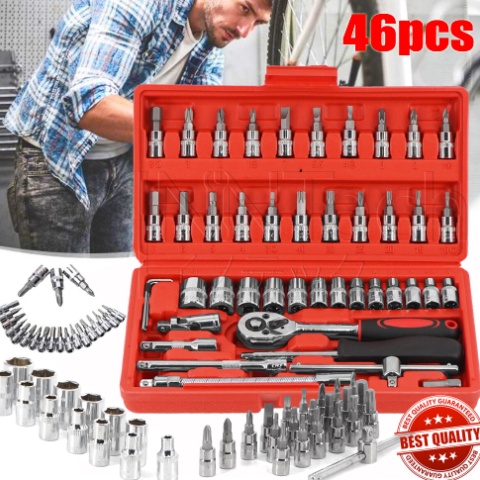 bonkyo Kunci SOK 46 PC Set Socket 14  Full Lengkap Socket Tool Kit Pas Ring L Motor Mobil  Paling Po