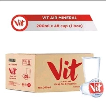 

Minuman air mineral gelas Vit 200ml 1 dus isi 48gelas