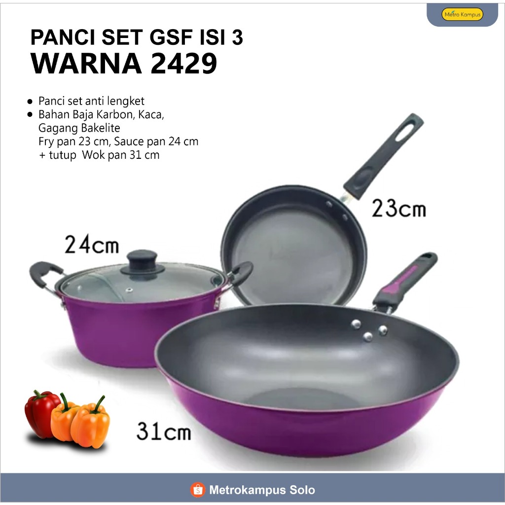 [GSF] Panci Wajan Set Anti Lengket Seri Teflon  / Panci Set Gsf 2429 isi 4pcs - Panci Penggorengan