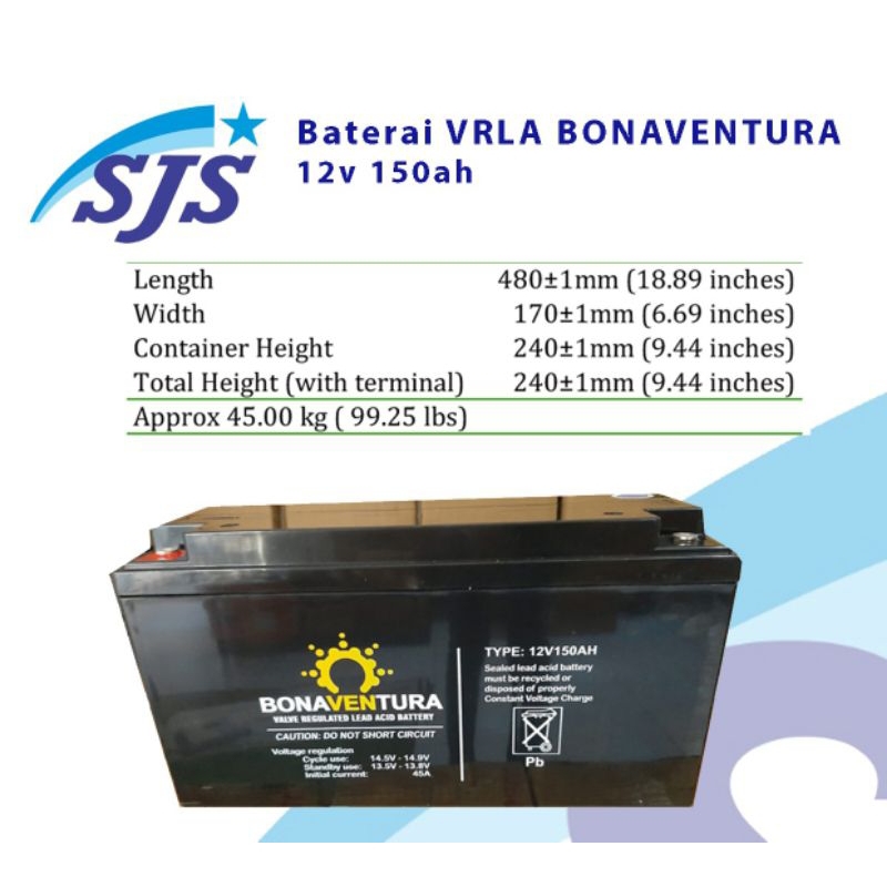 Aki Vrla 12v 150ah Bonaventura NEW