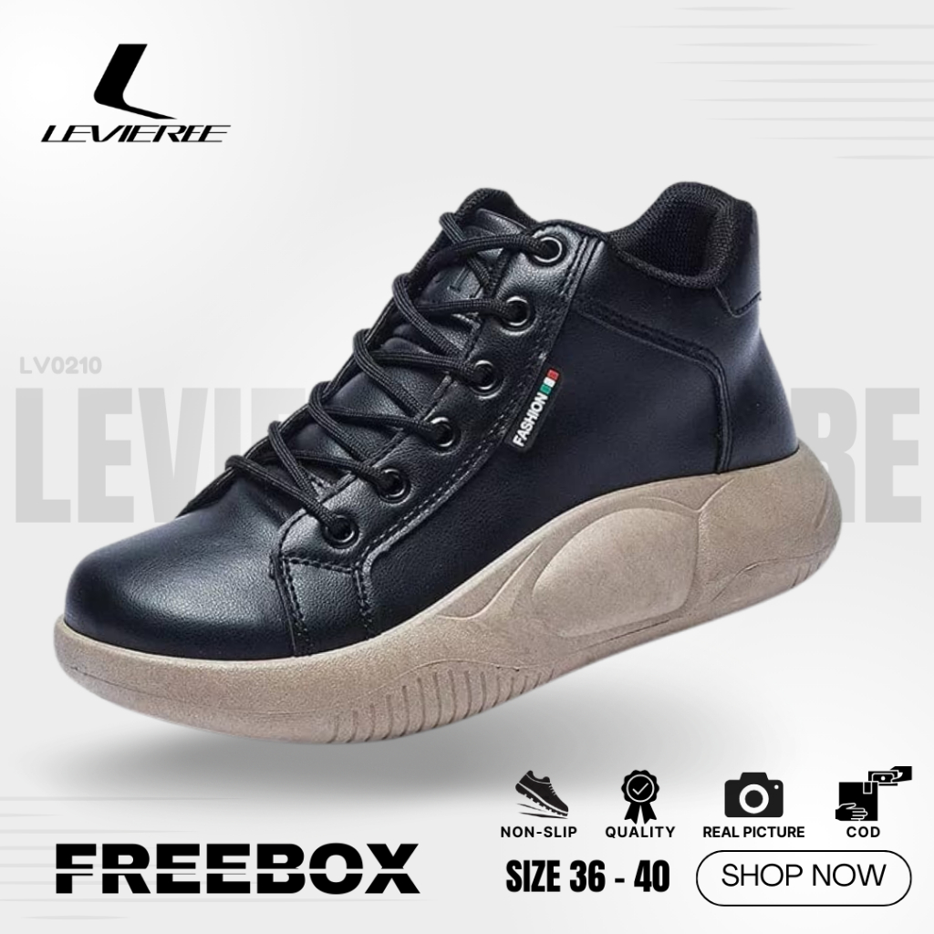 LVR FREE BOX LV0272 Sepatu Sneakers Boots Bertali Wanita  Quality Sneakers Shoes