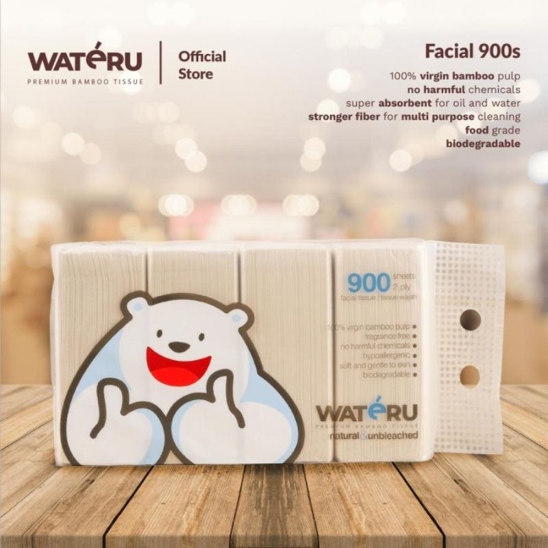 Wateru Natural Bamboo Tissue / Tisu Bambu - Facial 900s