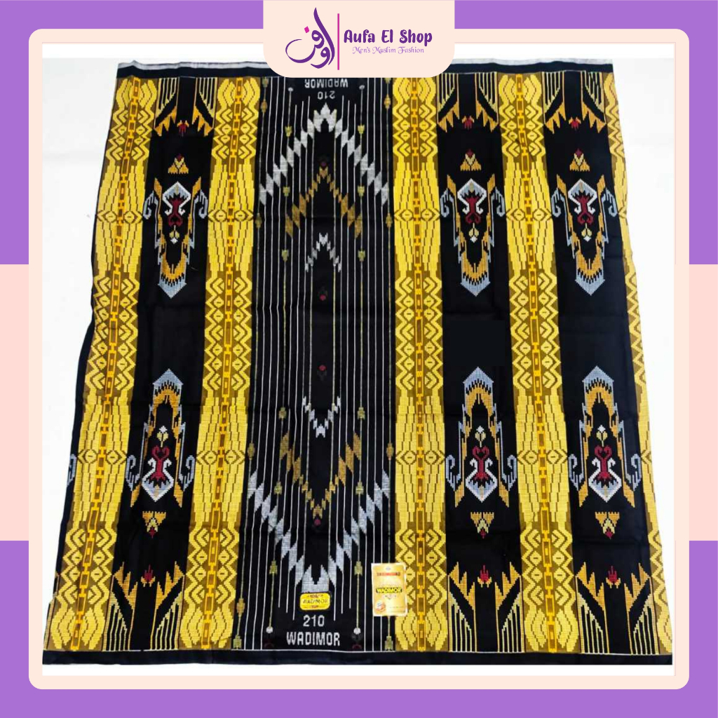 Sarung WADIMOR Bali print motif SGE Hitam Emas BISA SERAGAM