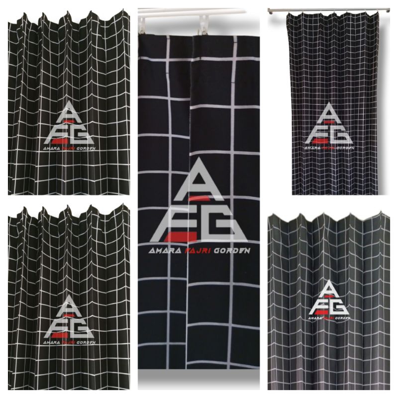 [PINTU DAN JENDELA] Gorden motif kotak kotak.  tirai kotak/ gorden pintu jendela kotak/ gorden aeste