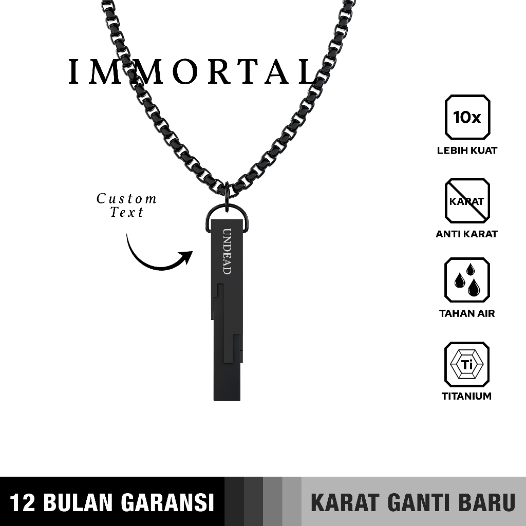 Emrys Liontin Set IMMORTAL Titanium Anti Karat Kalung Liontin Titanium Pria Wanita