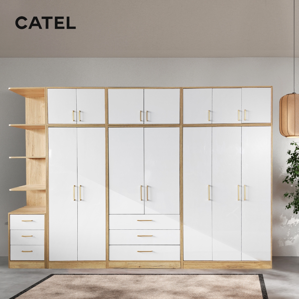 CATEL SET Lemari Pakaian Kayu Minimalis / Lemari Pakaian Fullset Murah Berkualitas / Lemari Pakaian 