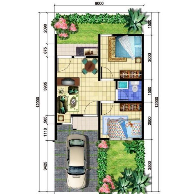Desain denah rumah dengan style modern minimalis