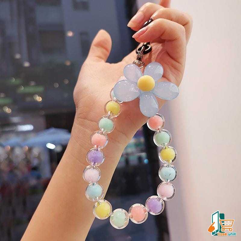 

Telepon Lanyard Portabel Ins Handmade Manik-Manik Kristal Lanyard Pergelangan Tangan Kabel Warna-Warni Manik-Manik Bulat SM77 CS6930