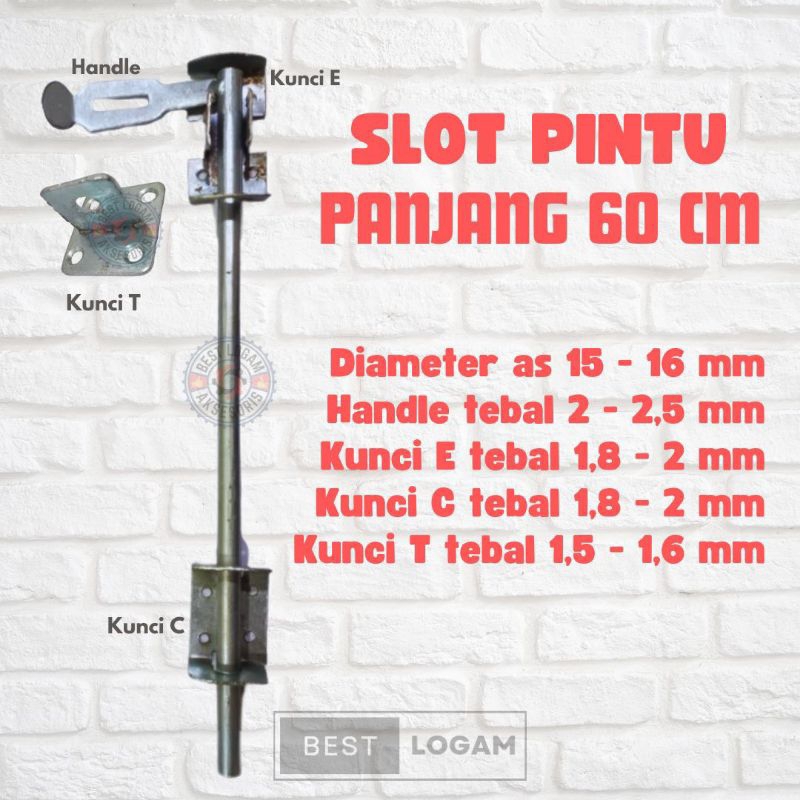 Slot pintu pagar bawah/atas uk 60 cm, slot pintu henderson, pintu gebyog & pagar, pintu garasi toko