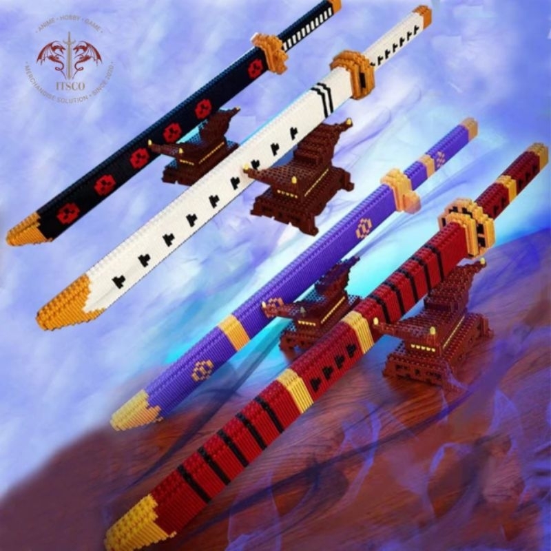 ZONIME Mainan Brick Block Premium Miniatur Pedang Zoro Enma Yama Shusui Tushita Wado Sandai Size Bes