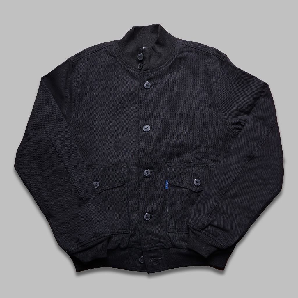 Mihane Jeans - Jaket Pria Denim - Sky Soaring Flight Jacket Black Edition 13,5oz Sanforized