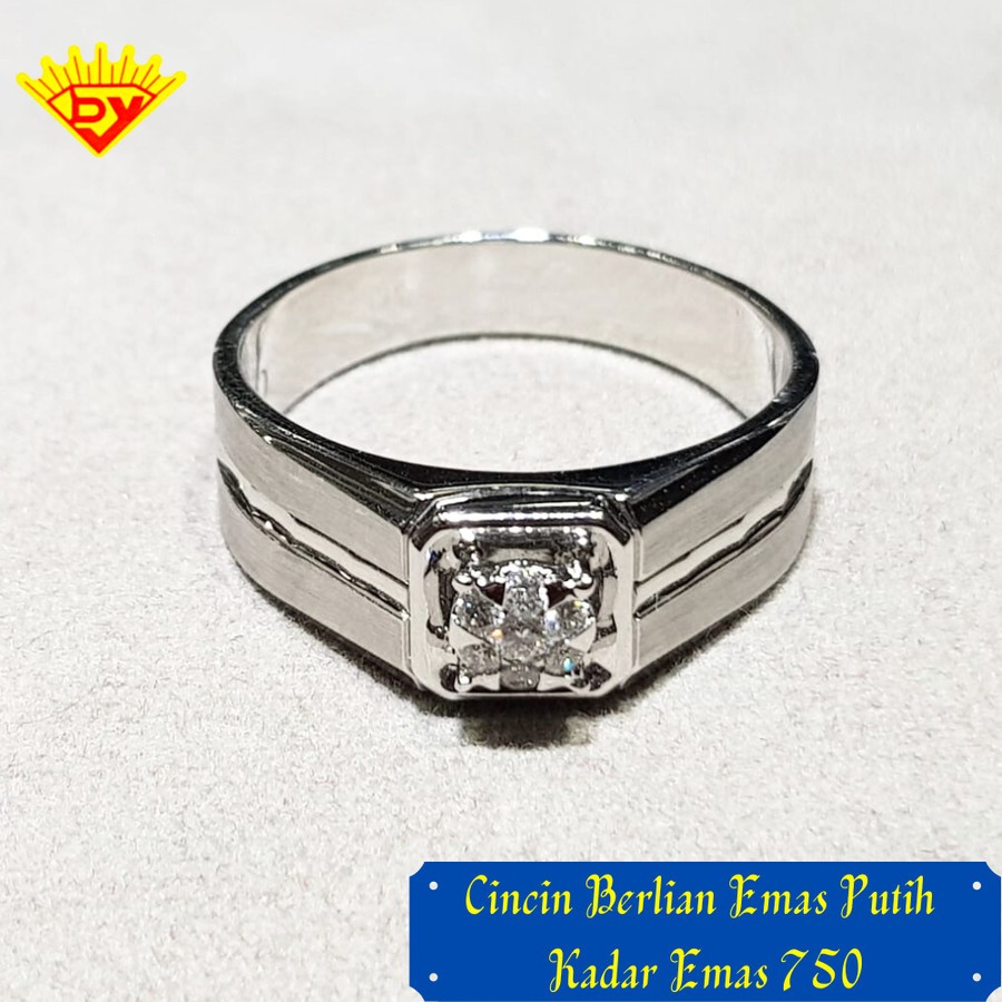 Cincin Berlian Emas Putih Terbaru Kadar Emas 750