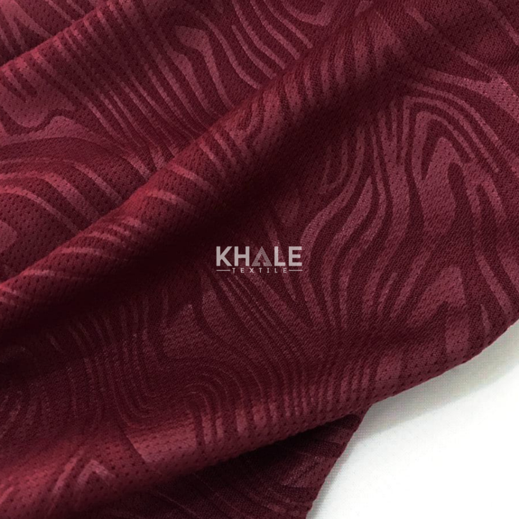 Bahan Kain Drifit Brazil Emboss Topograf Njoy Flow Corak Maroon Premium Jersey Dryfit Polyester
