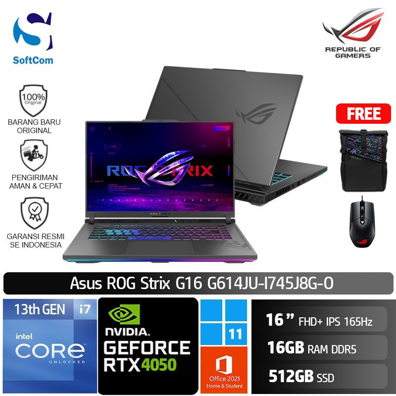 ASUS ROG G614JU I745J8G i7 13650HX/16GB/512GB/RTX4050 6GB Strix G16