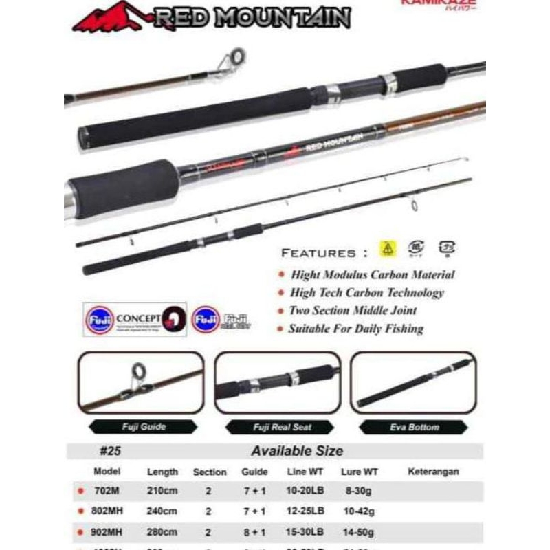 Joran kamikaze Red mountain 702/802/902