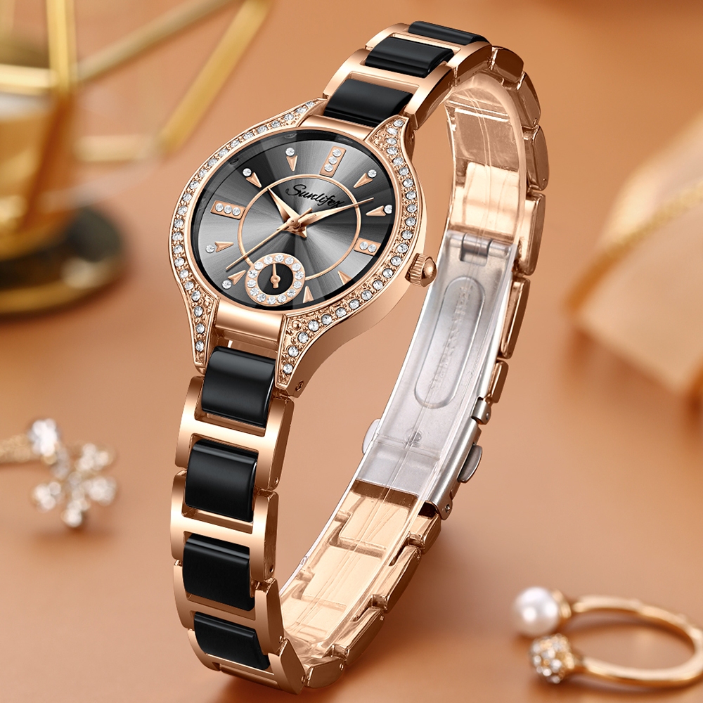 Sunlifex Jam Tangan Wanita Besi Rantai Analog Terbaru 8010 Mode Jam Tangan Cewek-4
