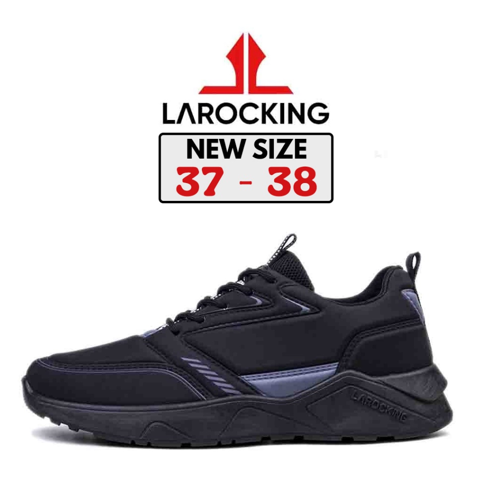 Larocking  Raptor Hitam Polos  Sepatu Sneakers Running Gym Shoes