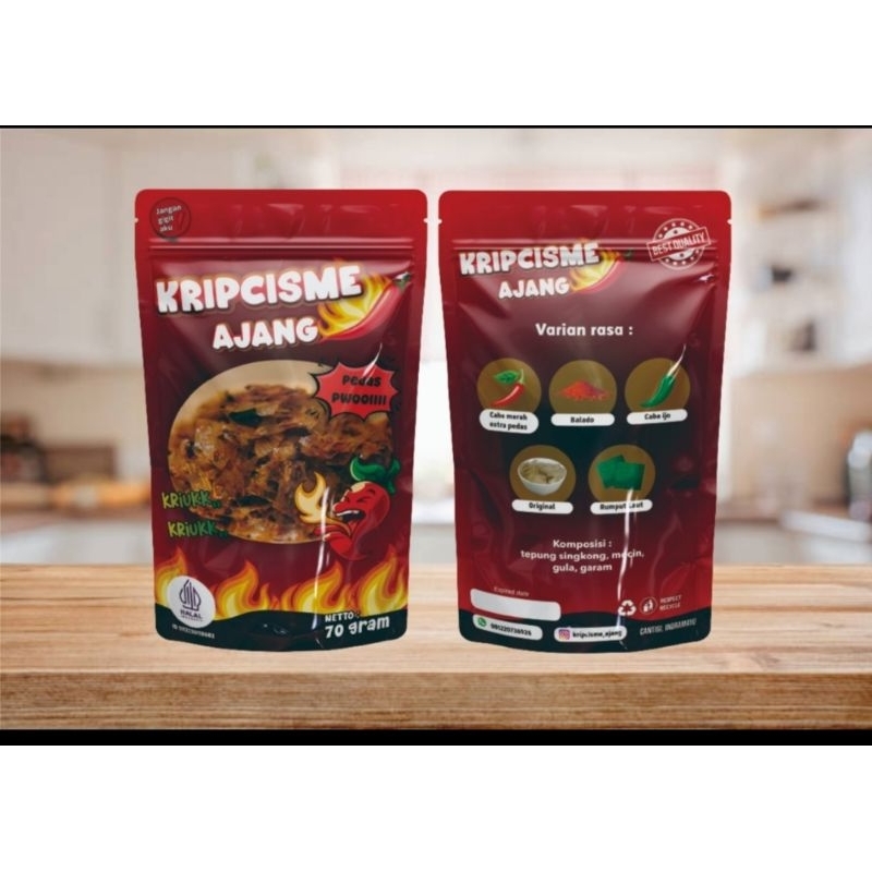 

kripik kaca kemasan 70gram stp pedas polll
