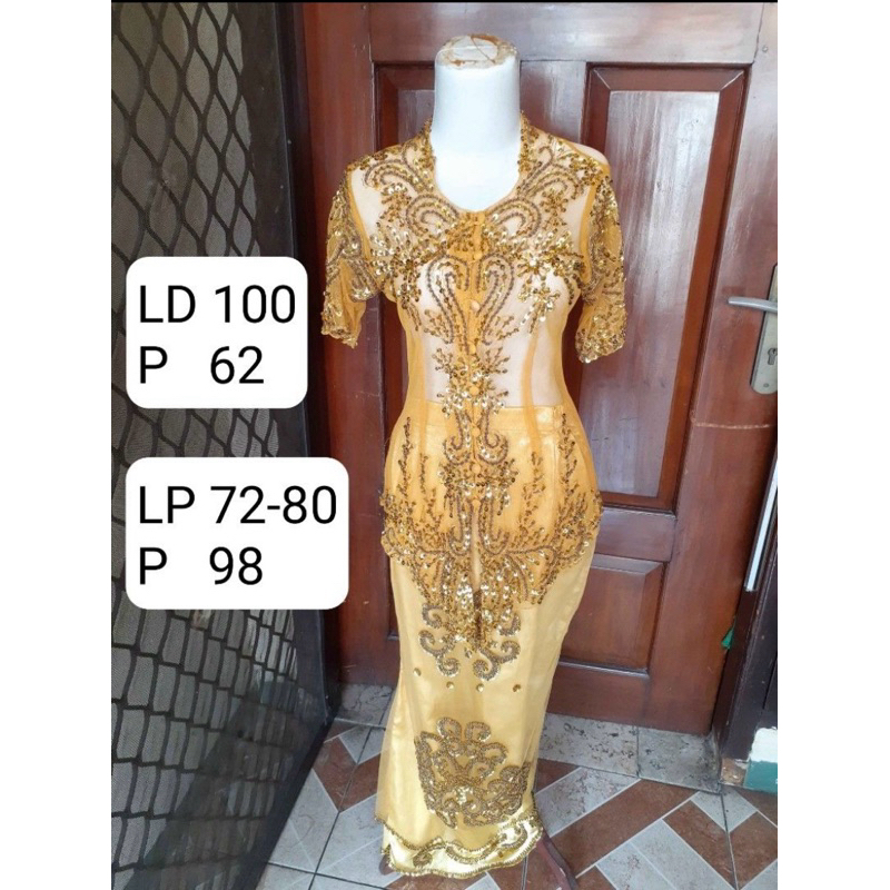 Kebaya Modern Setelan Gold Mewah Payet Kebaya Kondangan Wisuda - preloved