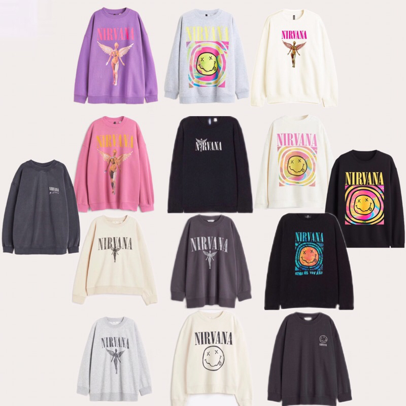HNM FULL TAG UNISEX NEW NIRVANA IN UTERO CREWNECK ANGEL SMILE RAINBOW NEVERMIND SWEATSHIRT SWEATER