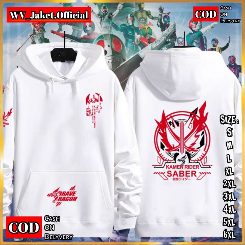JAKET HOODIE PULLOVER KAMEN RIDER SABER Jaket Pullover Kupluk OVERSIZE S M L XL JUMBO XXL XXXL 4XL 5