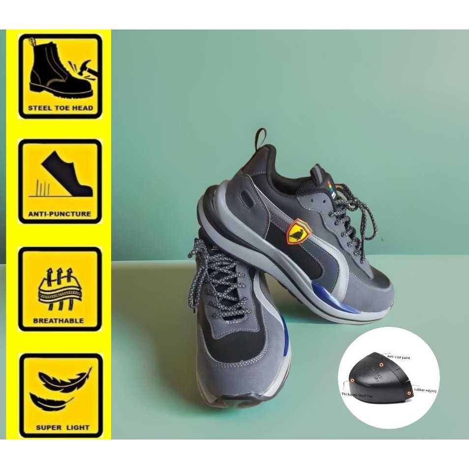Sepatu Safety Keselamatan Sneicker Pria Wanita Ringan Sporty 112 Sepatu Ujung Besi  MUSTANG SAFETY