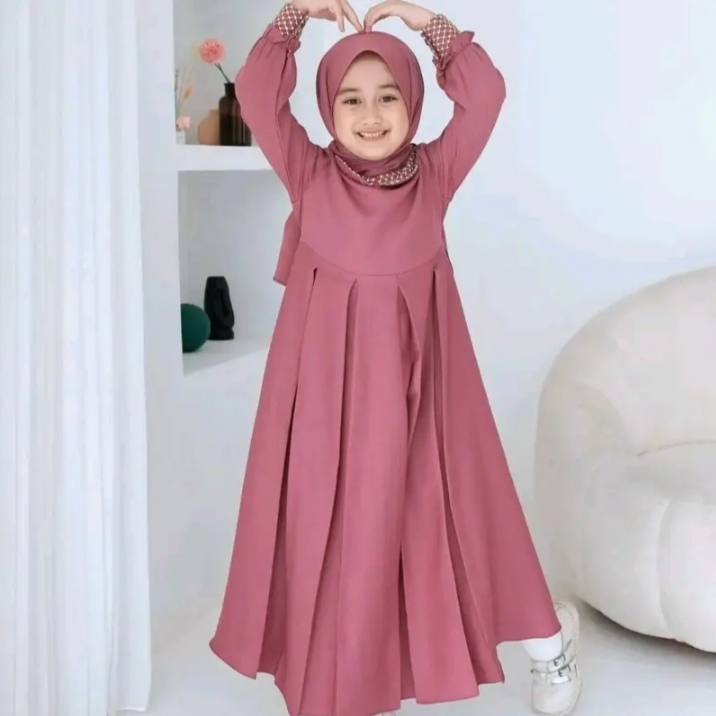 Gamis Anak Perempuan Lydia Kids Crinkle Airflow Gamis Anak Crinkle Usia 5-13Thn Gamis Anak Perempuan
