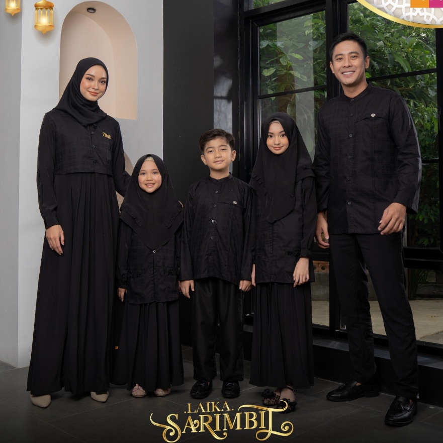 Paling Laku SARIMBIT TERBARU NIBRAS LAIKA BLACKSERAGAM LEBARAN 223COUPELAN KELUARGA MUSLIMGAMIS KOKO