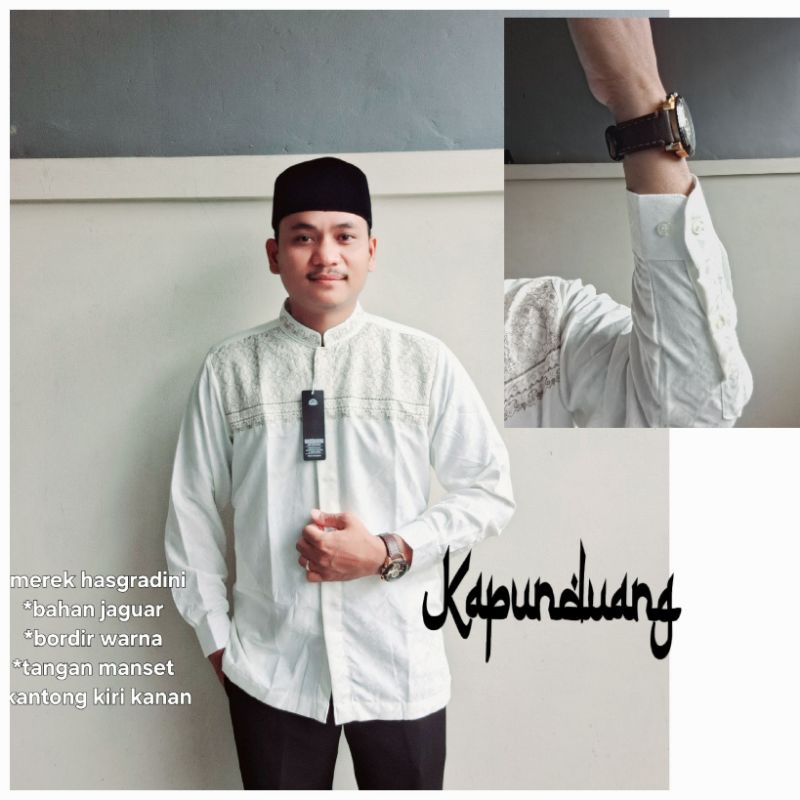 Baju Koko Dewasa Manset Jacguard premium | Koko Manset Pria hasgradini Kemko
