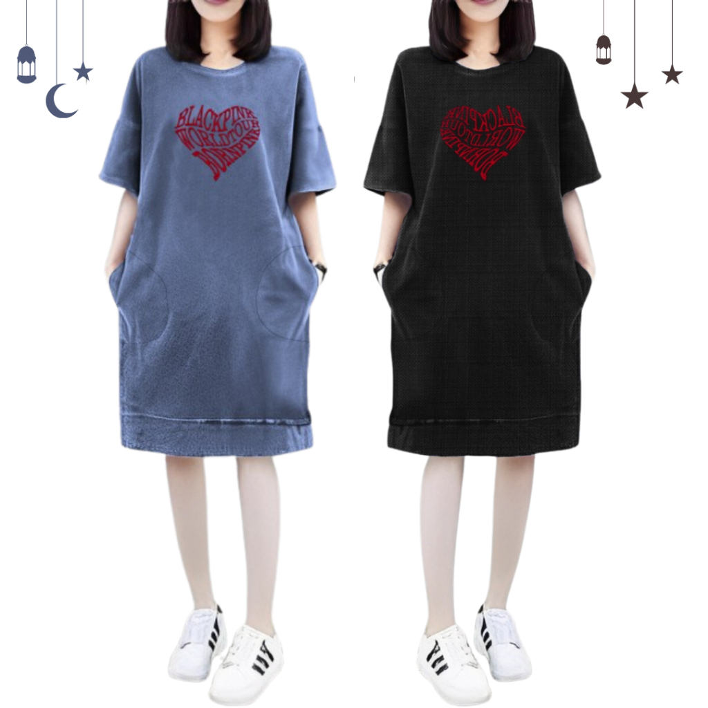 Baju Atasan Fashion Wanita Tunik Jeans Jumbo Bahan Jeans Denim