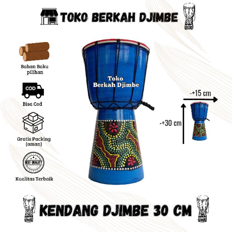 Kendang Jimbe 30 cm Mainan Gendang Ketipung Alat Musik Tradisional Anak Mainan Anak Edukasi Djimbe D