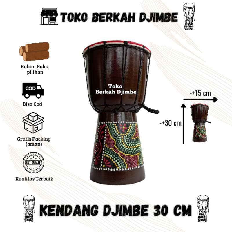 Kendang Jimbe 30 cm Mainan Gendang Ketipung Alat Musik Tradisional Anak Mainan Anak Edukasi Djimbe D