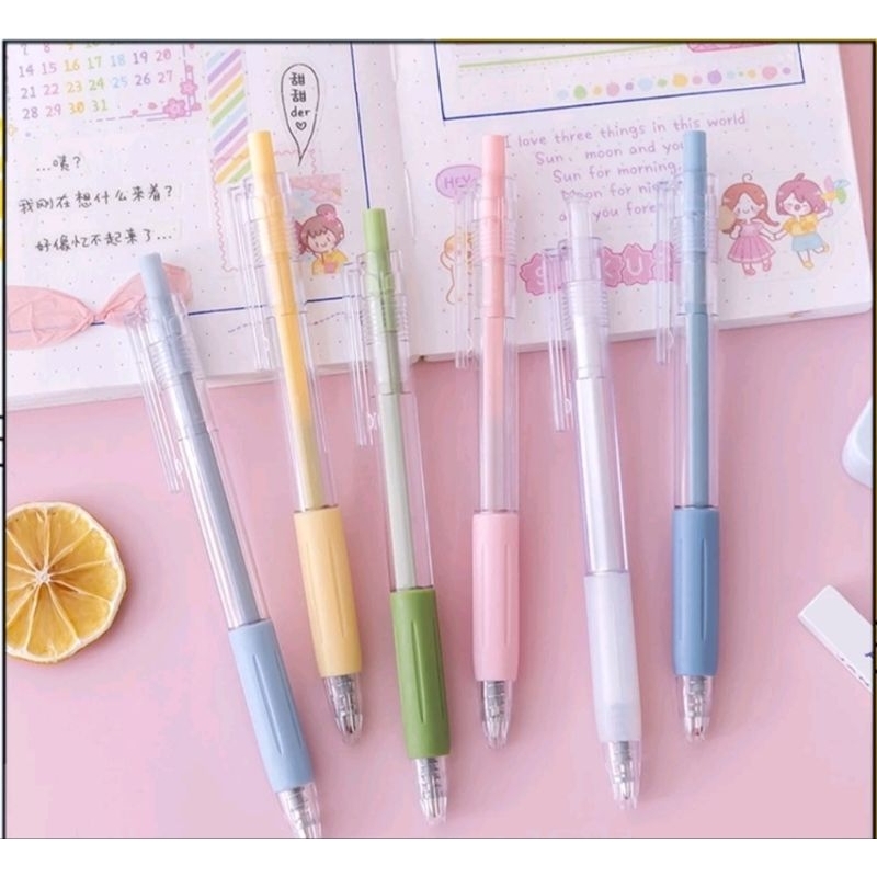 Pulpen transparan warna pastel