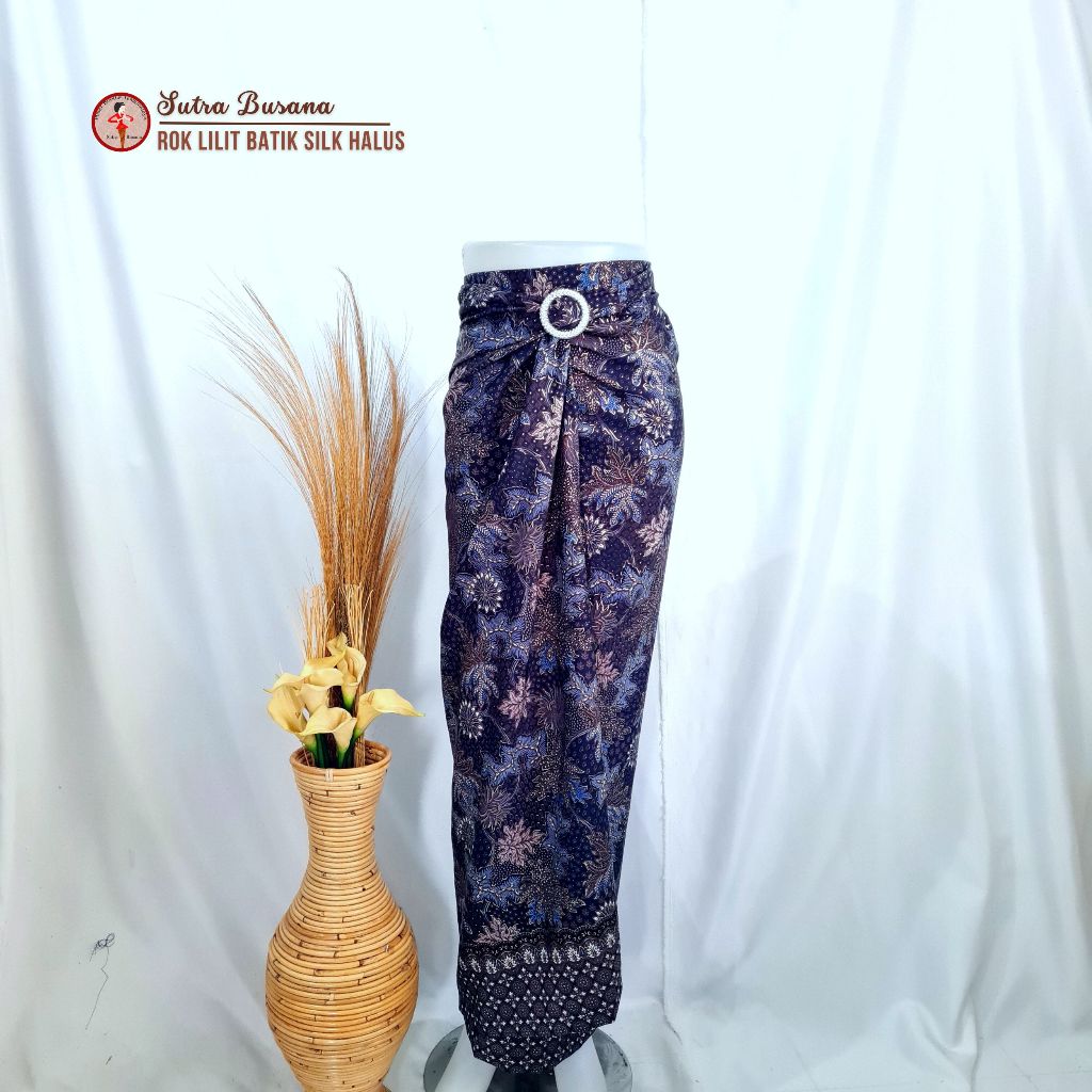 Pusat Bordir Tasikmalaya - Skirt Silk Rok Lilit Batik Semi Sutra Danar Hadi Free Ring Anara