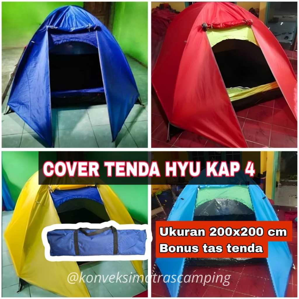 Outer Tenda / Cover Tenda Hyu Kap 4 Ukuran 200x200x135 ( Bonus Tas Tenda ) | Bukan Tenda