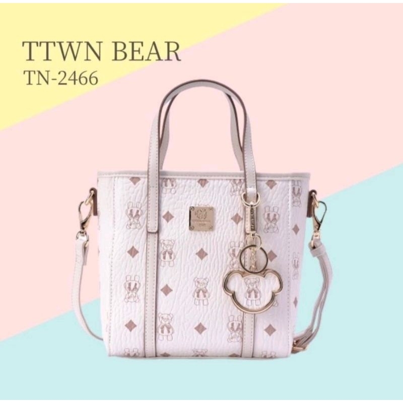Ready Tas TTWN Bear Original TN2466 White/Tas TTWN Bear/TTWN Bear Bag/Sling Bag TTWN Bear/Tas Jinjin