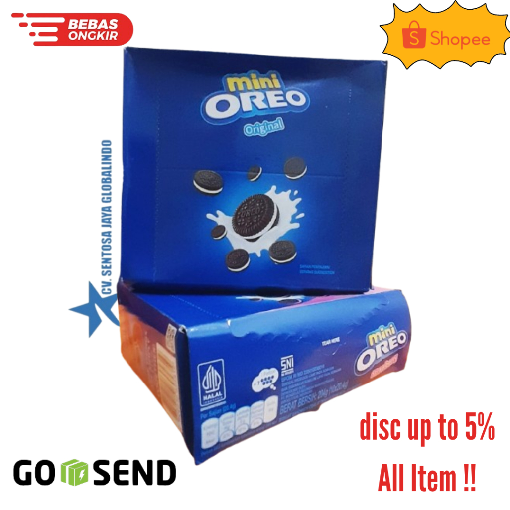 

Mini Oreo Biskuit Original/Strawberry/Chocolate Per Pcs 20.4g Untuk Traveling X 10